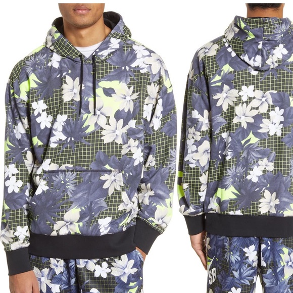 Mens Nike Floral Print Hoodie Large - Picture 1 of 3